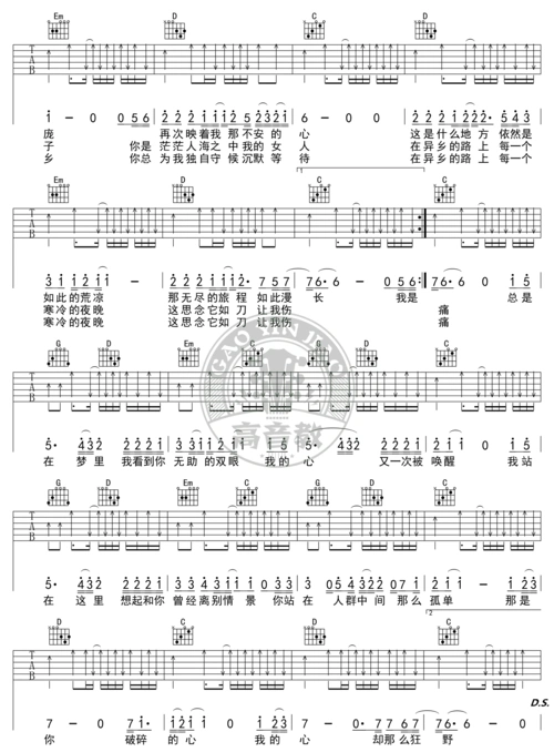 故乡吉他谱_许巍_g调标准版高清版