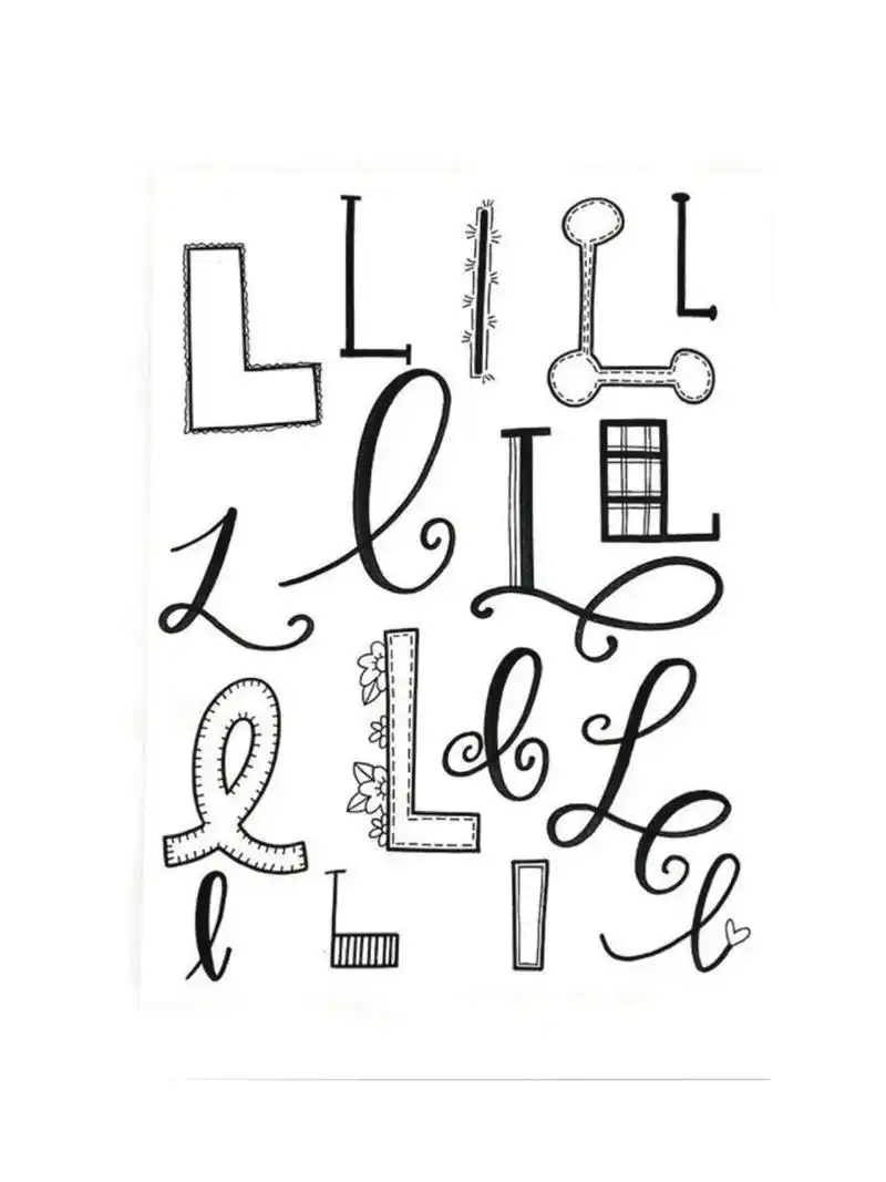 英文花体字l纹身图案 英文花体字l