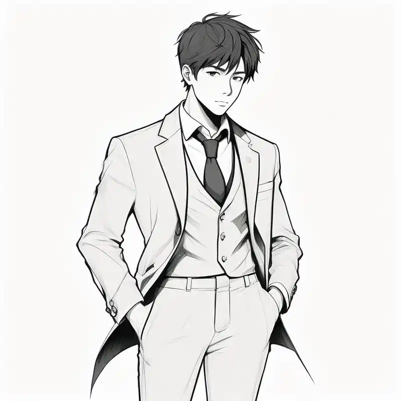 黑白素描头像 探索黑白素描的魅力,以细腻的笔触勾勒穿西装的男士形象