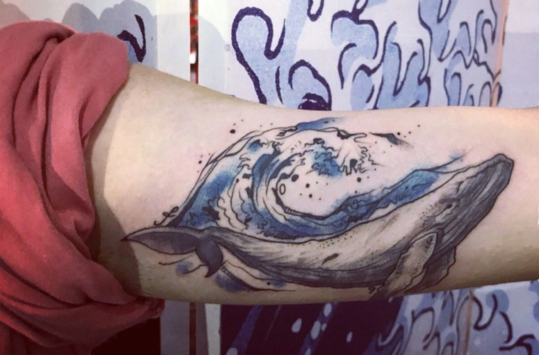2020最新鲸鱼纹身图片大全适合男生的鲸鱼纹身图案6