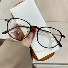 erilles超轻圆框眼镜框亮黑框161升级防蓝光镜片