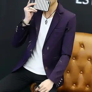 男式个性花外套小西装韩版修身