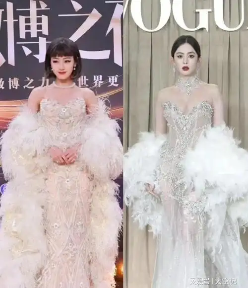 古力娜扎勇于展示性感的珍珠羽毛透视裙在红毯上引爆了话题,倪妮则