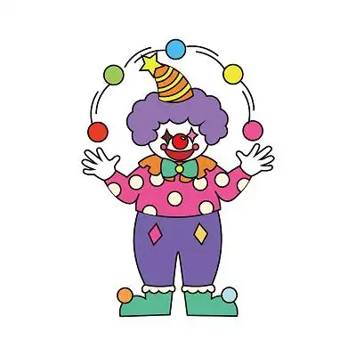 彩色手绘卡通小丑杂技表演愚人节矢量元素png素材