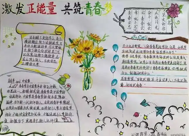 活力张扬初中青春期手抄报共筑青春梦的手抄报青春梦想手抄报岗坪中学