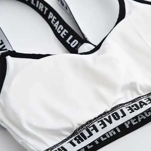 运动内衣短款性感字母肩带学生少女美背文胸吊带背心聚拢裹胸抹胸