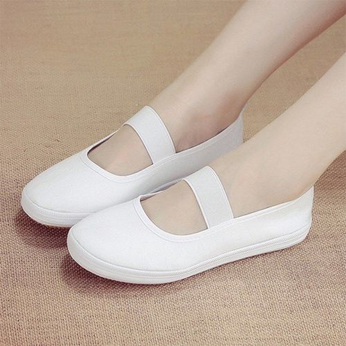 布鞋白色帆布男女通用学生舞蹈鞋小白鞋体操表演帆布鞋