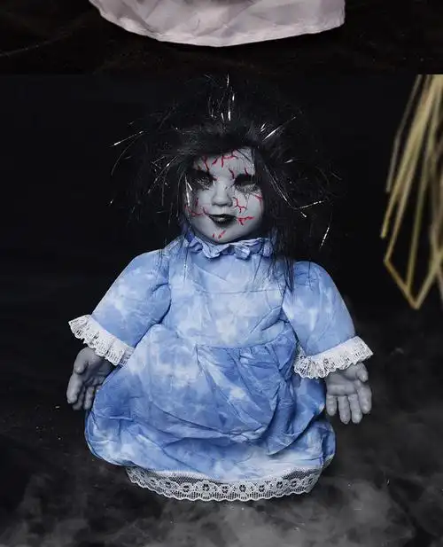 活死人安娜贝尔恐怖娃娃富江日本鬼屋万圣节电动走路鬼吓人玩具密室