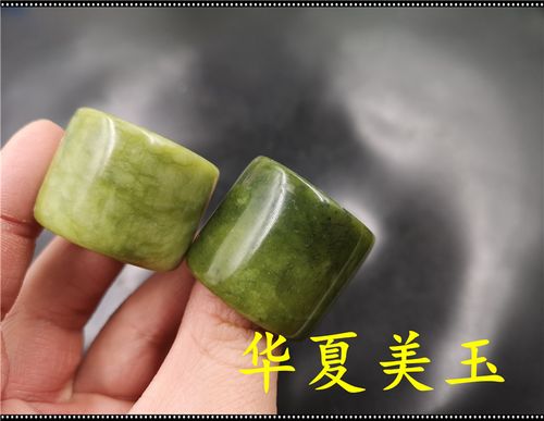 华夏美玉 纯天然深绿色南玉扳指 男款绿色玉扳指 指环 特价