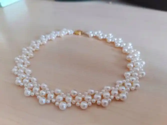 编织款蕾丝珍珠项链