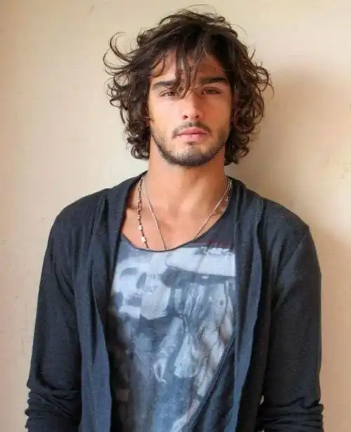 男士微卷中长发发型图片睡不醒style