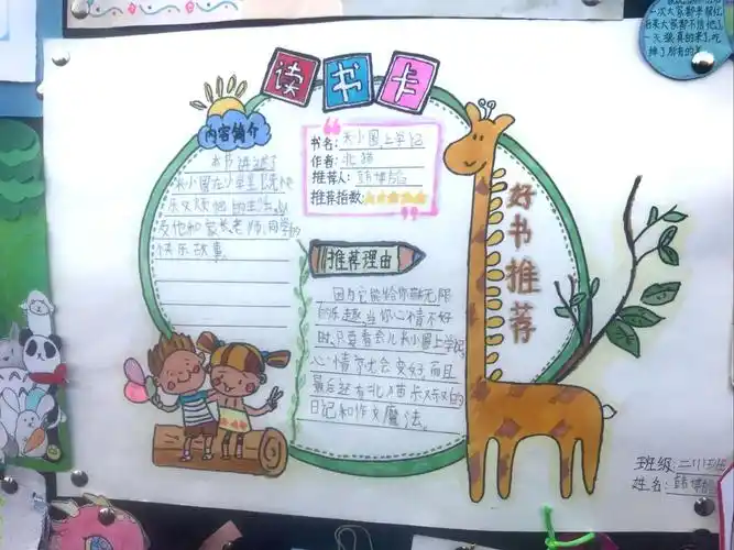 孩子们还把本学期阅读的课外书籍制成了手抄报,好书推荐卡,书签