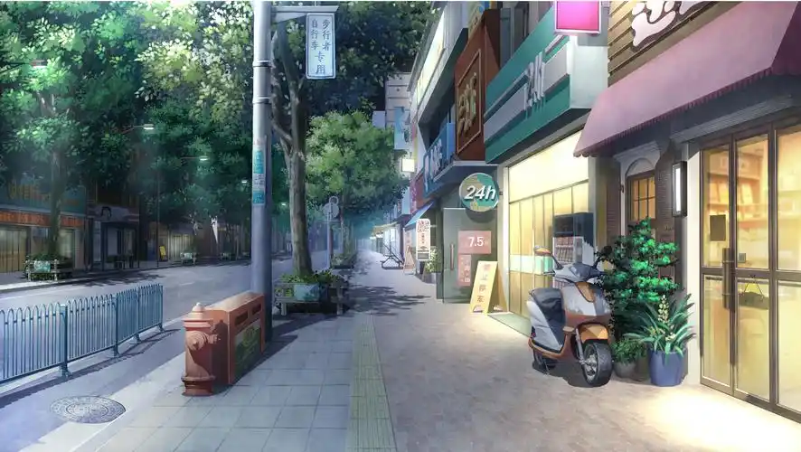 原创gal城镇街道场景一套(含白天黄昏晚上差分 - 米画师