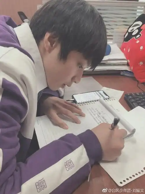 刘耀文晒一箱作业