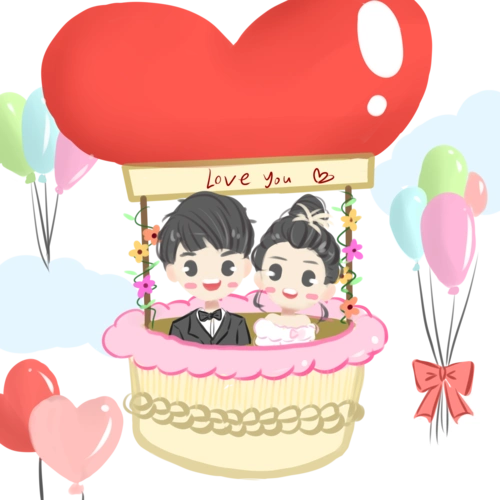 手绘卡通可爱浪漫婚礼图片
