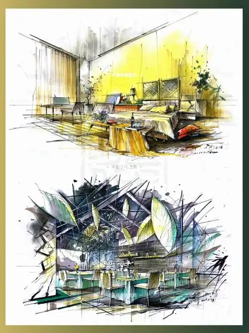 室内设计手绘景观设计手绘马克笔效果图