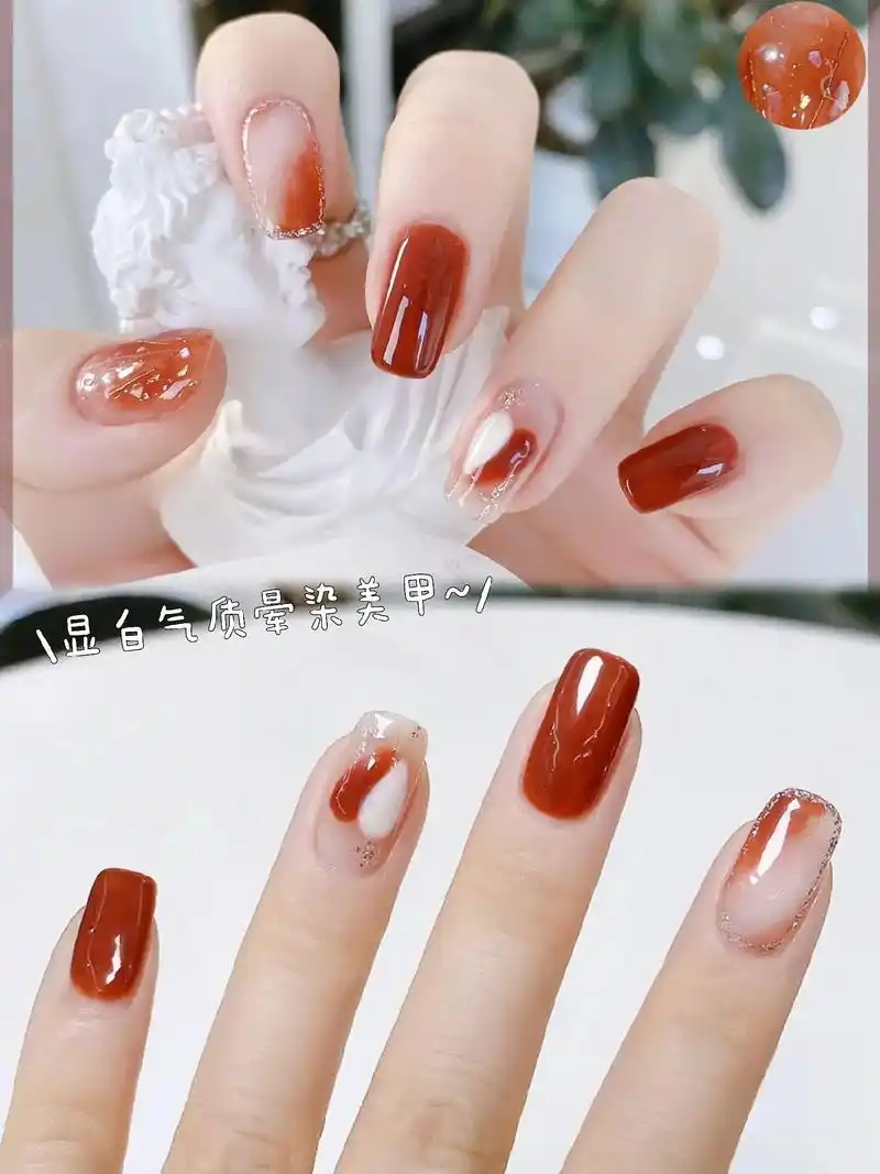 显白气质晕染美甲1