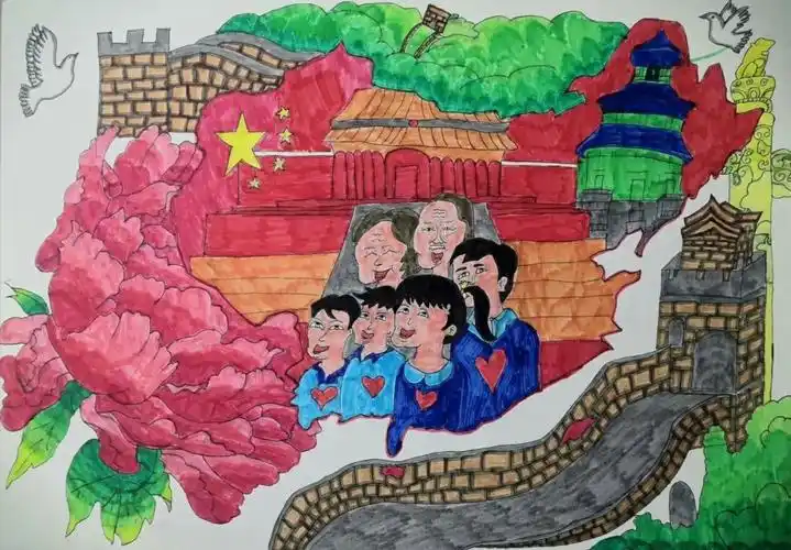 "美丽中国 美丽的梦 幸福家园"主题儿童画简单漂亮 - 智慧妈咪网