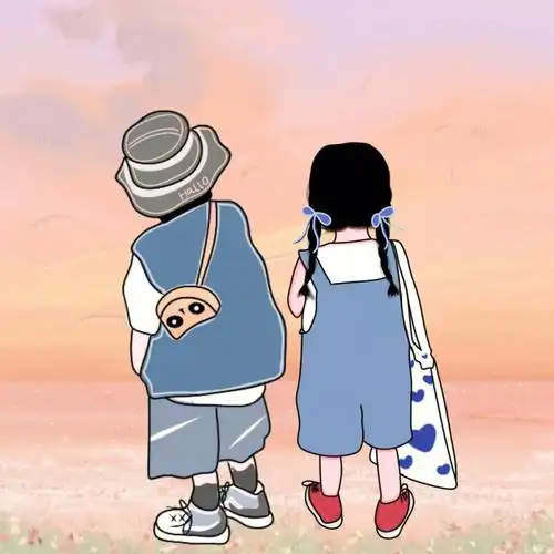 原创手绘兄妹兄弟姐妹姐弟头像背影可爱