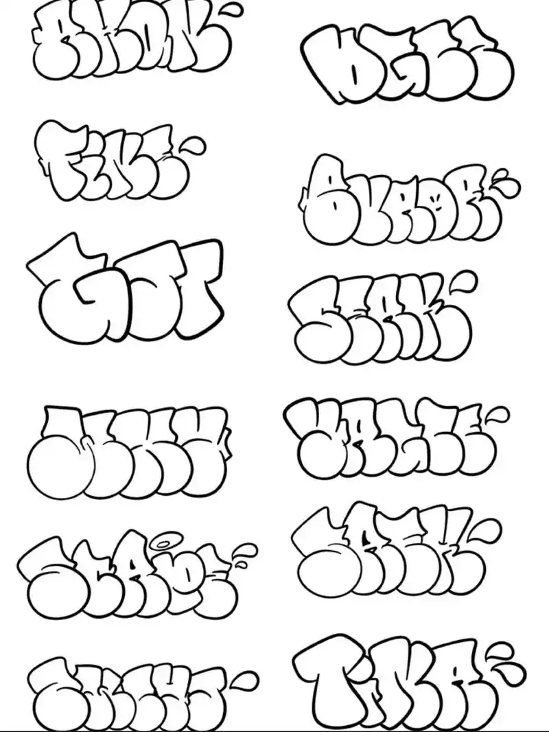 涂鸦泡泡字练习线稿分享#涂鸦字母 #手稿 #涂鸦泡泡字 - 抖音