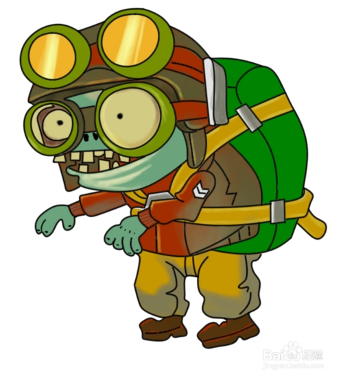 彩色简笔画植物大战僵尸飞行小鬼僵尸的画法