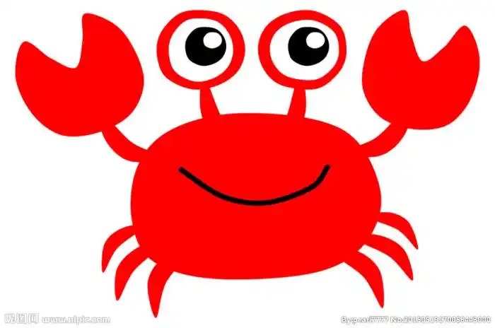 卡通简笔画红色小螃蟹