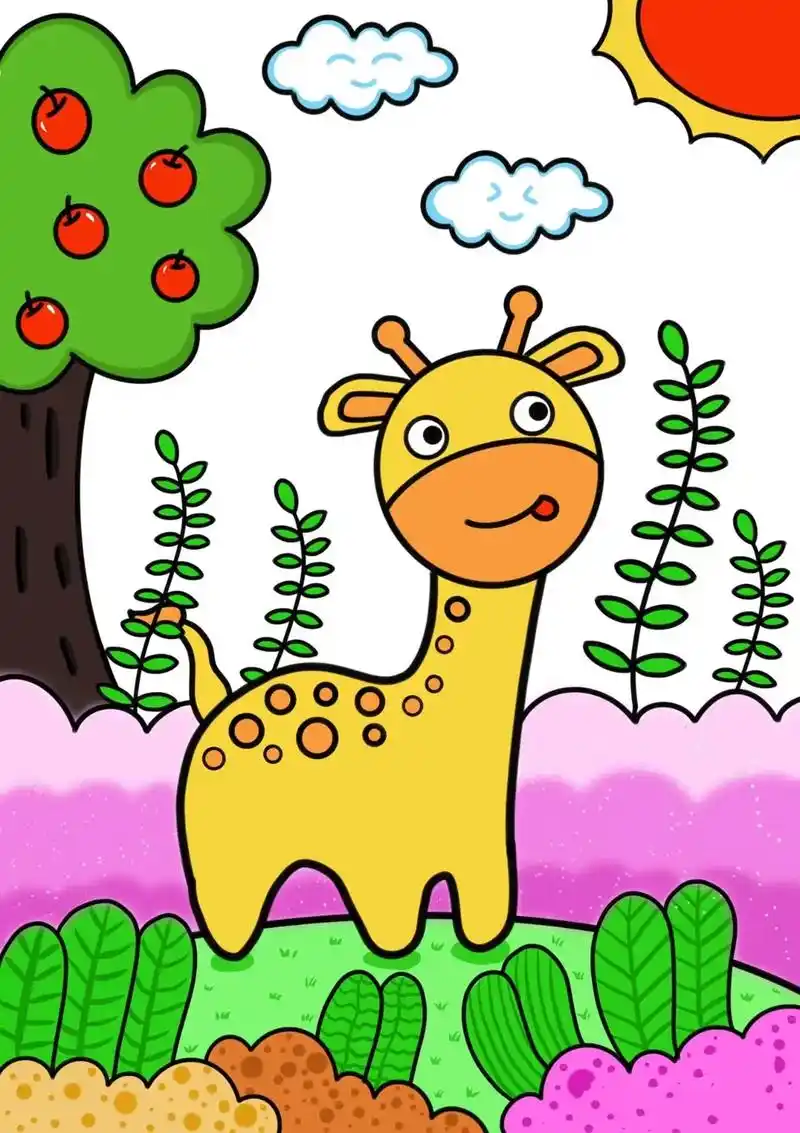 儿童简笔画大全,长颈鹿00教程来咯,喜欢的收藏起来吧!#幼儿 - 抖音