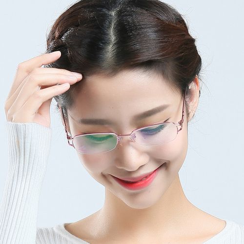 金属眼镜框大脸女士优雅半框合金镜架配近视眼睛有度数成品平光镜