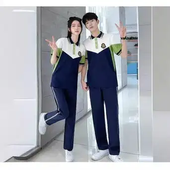 校服套装中学生班服高中生学院风冰丝初中生小学生夏季短袖新款