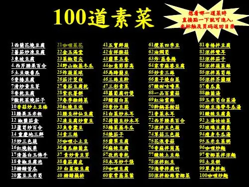 100道素菜 想看哪一道菜时 直接点一下就可进入, 光标触及页码返回