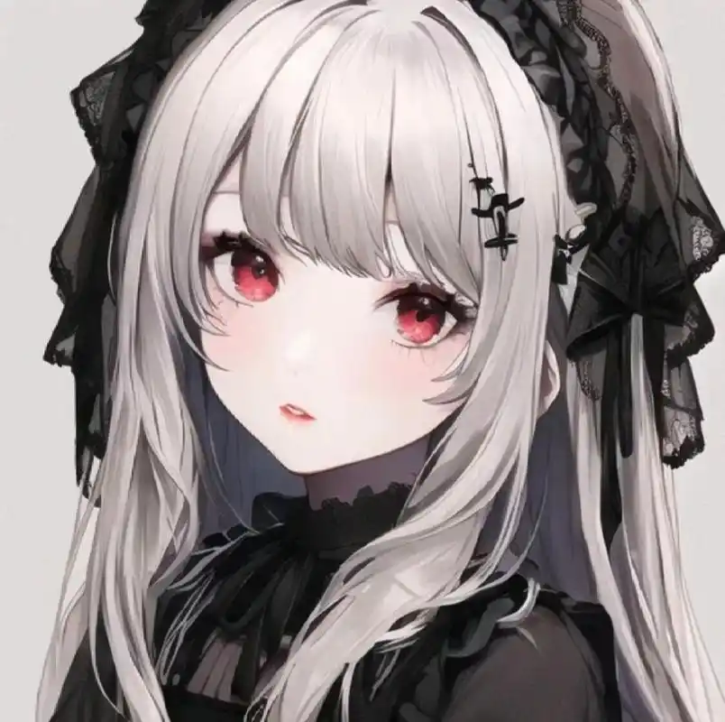 超美的红眼银发暗黑萝莉女仆/动漫女生头像