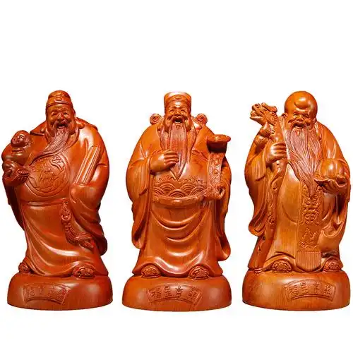 花梨实木雕刻福禄寿喜财摆件家居客厅公司装饰木雕