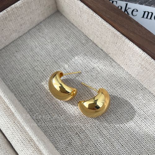 85度灰金色水滴小豆子耳钉女春夏简约高级感金属耳环气质网红耳饰