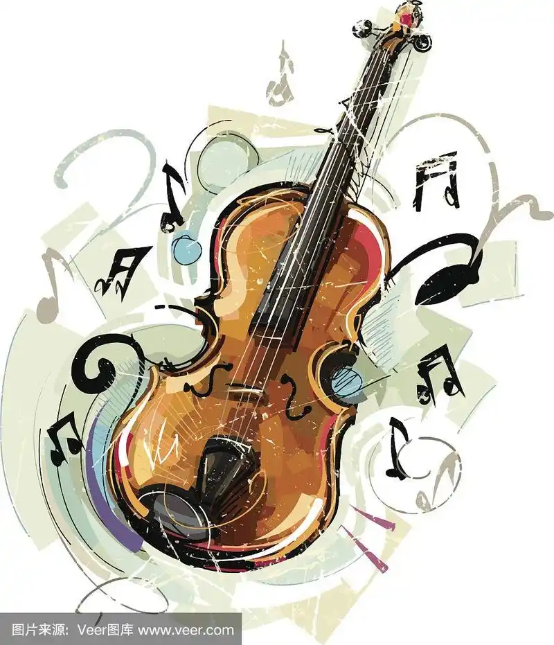 小提琴,绘画插图,褐色,进行中,爵士乐