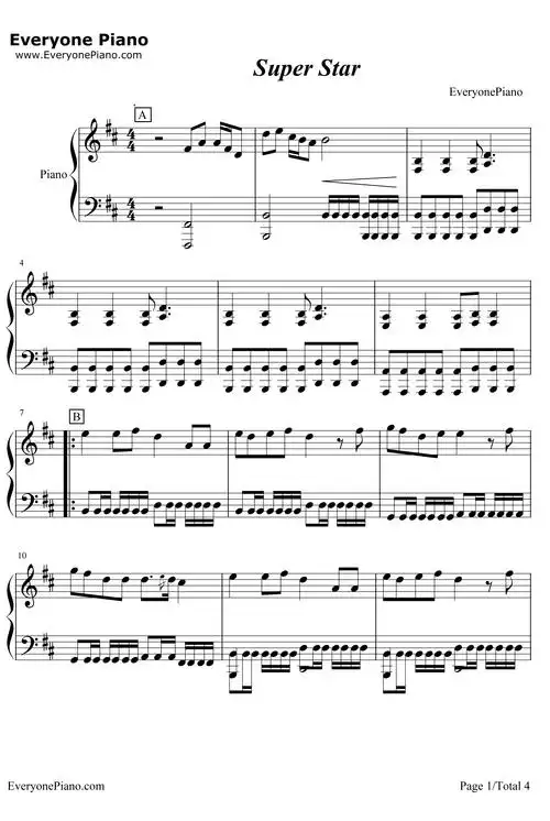 super star钢琴谱-s.h.e1