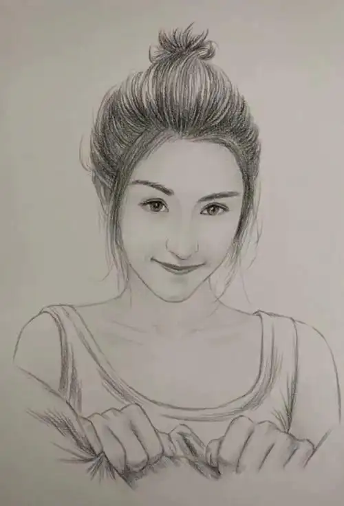 丸子头,挑眉,酒窝,有点可爱!