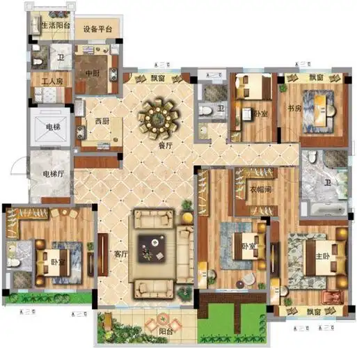 262平米的华丽空中花园大平层户型