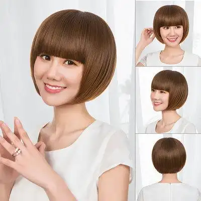 假发女短发全头套式波波头内扣bobo头网红圆脸蓬松头套式假发发套