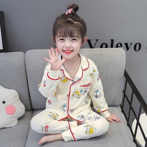 妍小希 1-3-4-5岁儿童睡衣套装春秋季女童家居服纯棉宝宝女孩可爱空调