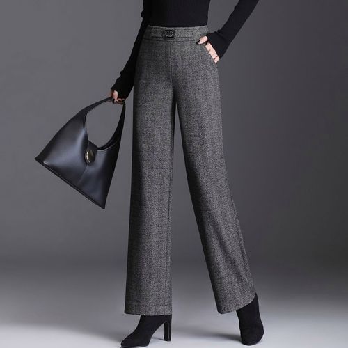 加厚毛呢阔腿裤女裤子2023秋冬新款宽松显瘦直筒裤呢子裤垂感长裤