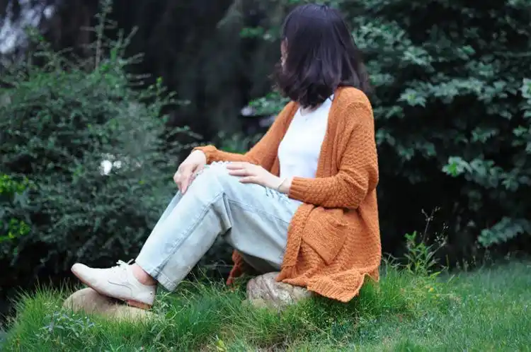 例外风格 休闲知性 机理感麻织混纺 长袖外披 秋冬 8513