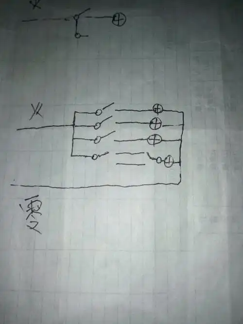 双控接一火和两根控制线  追问 想用三个单控,一个双控,接线图怎么接
