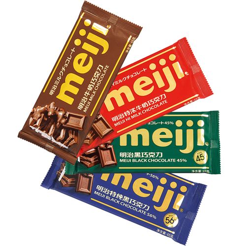 巧克力meiji明治巧克力排块特浓黑65g片装牛奶牛奶巧克力