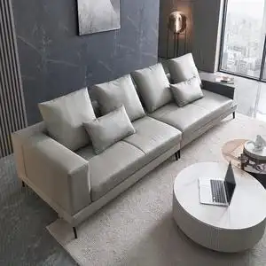 现代简约皮艺沙发现代简约高端奢华客厅三人位直角带乳胶沙发组合