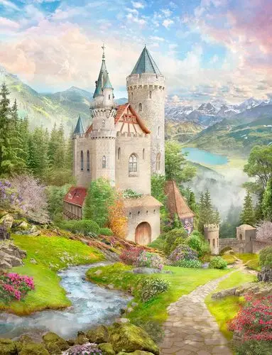 城堡 有点手绘范 远近景都有 很有空间感