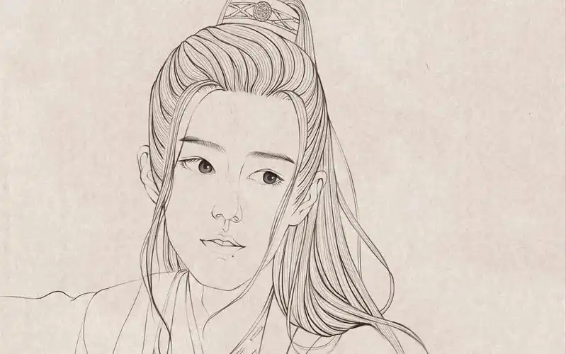 肖战白描线稿,画画治疗抑郁症