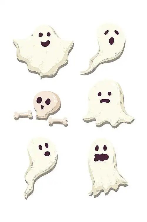 手绘卡通可爱幽灵装饰