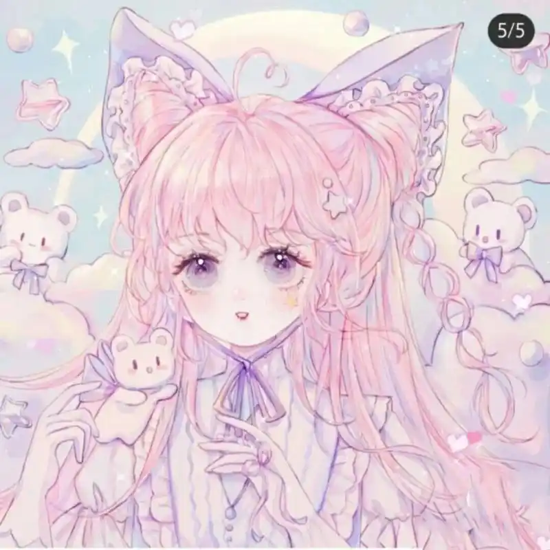 粉紫系三人闺蜜头像