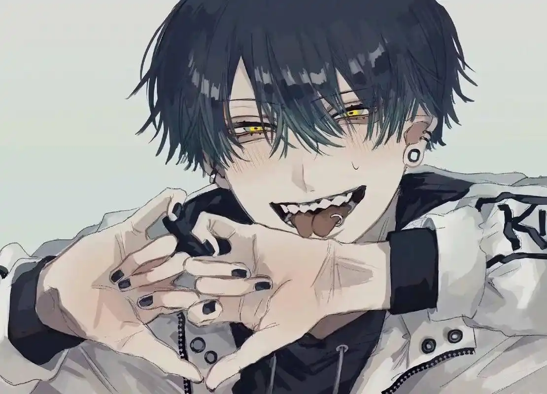 病娇系少年插画,风格诡异又可爱