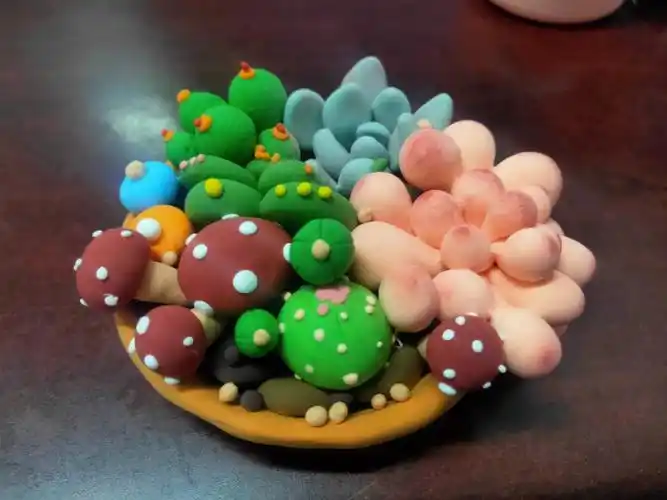 超轻黏土自制多肉盆栽